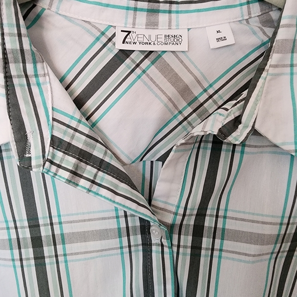 7th Avenue New York & Company size XL button up plaid shirt - Picture 2 of 4